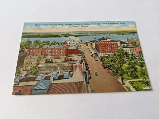 Vintage Maine Street Looking West In Quincy Illinois Postcard