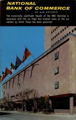 National Bank Of Commerce San Antonio Texas Six Flags Vintage Postcard
