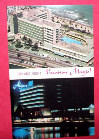 Hotel Algiers Day And Night Vacation Magic Miami Beach Florida Vintage Postcard