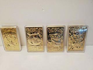 4 - Pokemon 1999 Nintendo Gold Plated - 23 Karat Metal Bar Cards