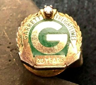 Rare Garrett Freightlines 20 Years Service Award Pin With Diamond