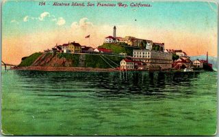 Vintage 1910s San Francisco California Postcard Alcatraz Island Mitchell
