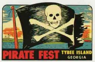 Tybee Island Ga Savannah " Pirate Fest " Vintage Style Travel Sticker Decal