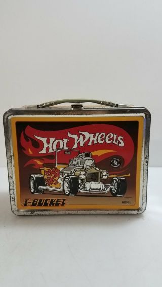 Tin Hot Wheels T - Bucket Lunch Box W/ Thermos
