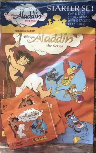 Disney Aladdin The Series Panini Sticker Album W 10 Packs Of 6 Stickers