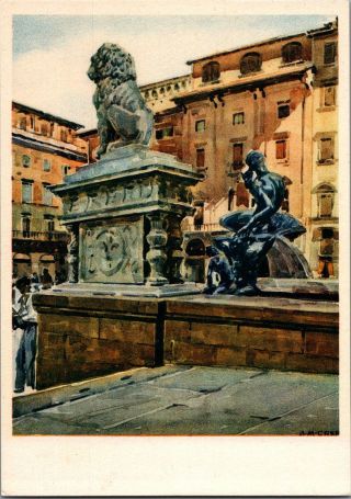 Vintage Postcard Piazza Della Signoria By Angelo Maria Crepet Florence Italy
