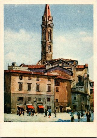 Vintage Postcard Piazza San Firenze By Angelo Maria Crepet Florence Italy