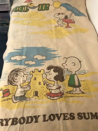 Vintage Peanuts Joe Cool Snoopy Beach Blanket Bed Spread Lucy Charlie Brown
