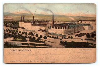 Vintage Postcard Ceske Budejovice Czech Republic Factory View H1