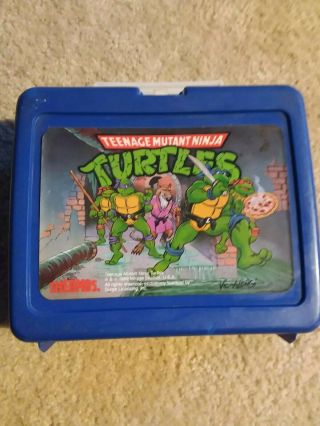 Teenage Mutant Ninja Turtles Vintage Lunch Box 1989 Blue Tmnt (no Thermos)
