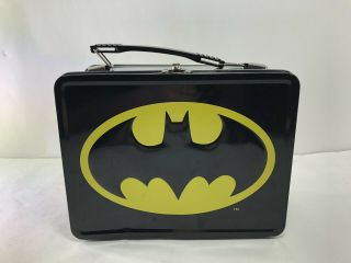 Batman Tin Metal Lunch Box Dc Comics Wb Shield Black & Yellow Logo