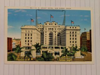 Us Grant Hotel San Diego California Vintage Postcard