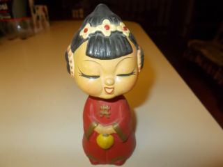 Vintage Japanese Oriental Asian Bobble Head Nodder Girl Doll Cute