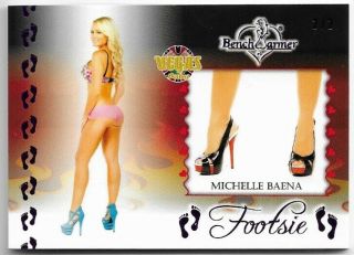 2020 20 Benchwarmer Vegas Baby Michelle Baena Purple Foil Footsie Card /2 2/2
