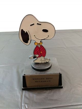 1970 Aviva Ufs Peanuts Trophy Award Snoopy World’s Best Salesman Charlie Brown