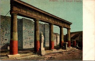 Vintage Postcard The Apollo Temple Pompeii Naples Italy Unposted