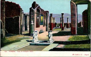 Vintage Postcard The House Of Cornelius Rufus Pompeii Naples Italy Unposted