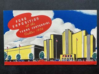 Ford Expo,  Texas Centennial Dallas 1936,  Vintage Postcard Unposted