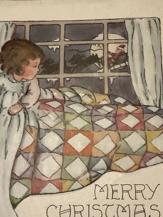 Vintage Whitney Christmas Postcard Santa Claus Widow Puzzle Bed Children 2