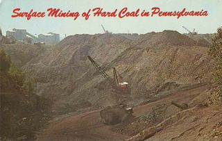 Vintage Postcard Surface Mining Hard Anthracite Coal Shovels Pennsylvania C1939