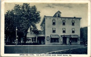 Afton Inn Hotel Glass Coffee Shop Front Royal Va Vintage Postcard