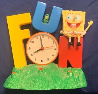 2002 Tek Time Musical Singing Fun Spongebob Squarepants Alarm Clock Good