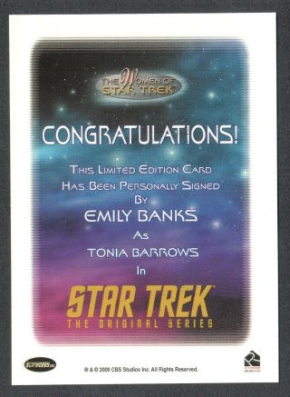 THE WOMEN OF STAR TREK (Rittenhouse 2010) Autograph Card EMILY BANKS 2