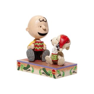 Jim Shore Peanuts Christmas Charlie Brown Snoopy With Cocoa Figurine W Box