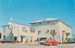 Crescent Beach South Carolina View From Street By - The - Sea Motel Vintage Pc Dd444