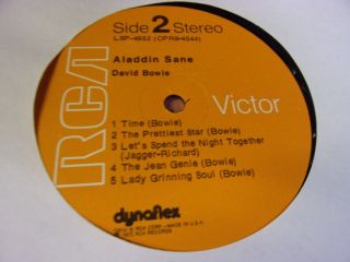 OG 1973 Rock LP: David Bowie - Aladdin Sane - RCA LSP - 4852 - w/ Fan Club Insert 3