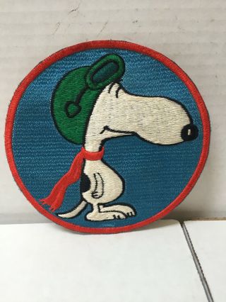 Vintage Peanuts Snoopy Flying Ace Embroidered Round Patch 5 Inch