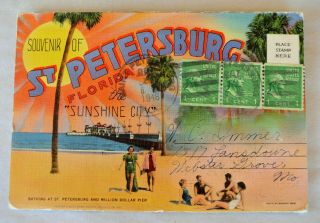 Vintage St Petersburg Florida “the Sunshine City” Travel Souvenir Folder 1948