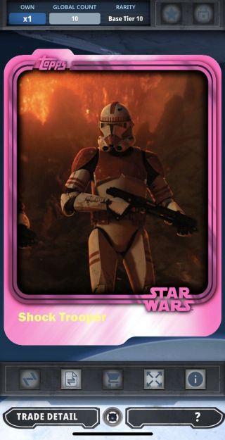 Topps Star Wars Card Trader 2015 Series 1 Base Pink Neon Shock Trooper 10cc