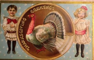 Vintage Thanksgiving White Turkey Children C1910