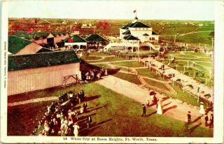 1907 White City Amusement Park At Rosea Heights Ft Worth Tx Aerial Postcard E3