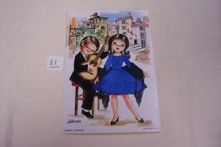 Vintage Portuguese Embroidered Silk Postcard Signed By Artist L Burgos - 32 Lisb