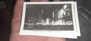 Frange Real Photo Postcard Broadway At Night York City Ny B&w Antique Vtg
