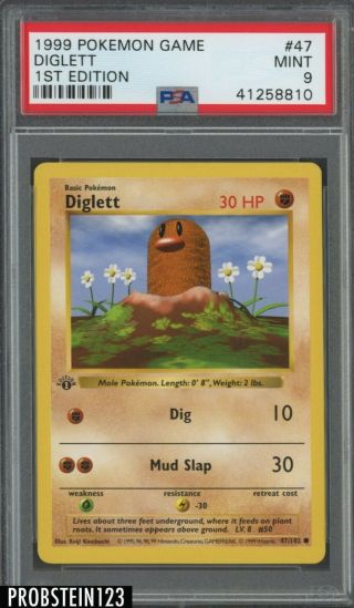 1999 Pokemon Game 1st Edition 47 Diglett Psa 9