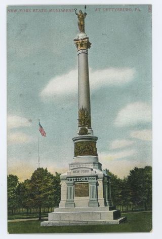 York State Monument Gettysburg Pa Battlefield Vintage Civil War Postcard 5