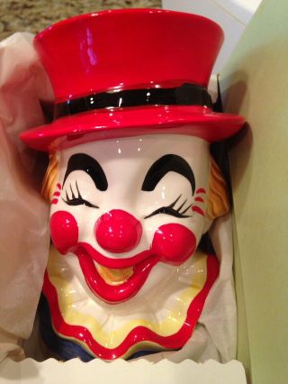 - Very Rare Vintage Ceramic Hand Painted Clown Face With Red Hat