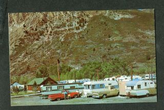 Vintage Postcard 1959 Chevy Silver Lake Travel Trailer Park June Lake Ca 408029