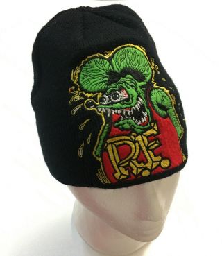 Rat Fink Ed Big Daddy Roth Knit Beanie Cap Hat Hot Rod Monster Muscle Car