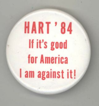 1984 Gary Hart President Political Pin Button Pinback Badge Anti Colorado