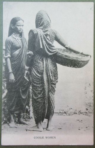 India Coolie Women Ethnic Costume Sari Servant Vintage Postcard C1905