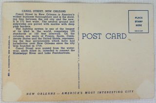 Vintage Linen Postcard - Canal Street at Night,  Orleans,  Louisiana 2