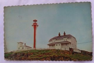 Vtg Postcard Cape Forchu Lighthouse Yarmouth Ns Nova Scotia Canada