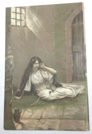 Vintage Girl In Prison Postcard,  Printed In Germany,  Embossed,  Rare,  Unposted