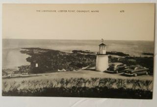 Vintage Maine Postcard Lobster Point Lighthouse Ogunquit Me 1940s Black White