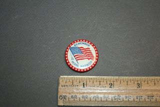 Vintage Remember Pearl Harbor Wwii Flag Button Pinback