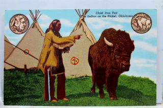 Oklahoma Ok Nickel Chief Iron Tail Indian Postcard Old Vintage Card View Post Pc
